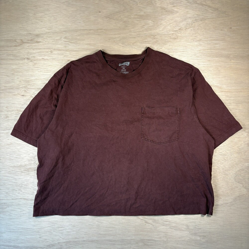 Duluth Trading Co Mens 2XL Longtail T Relaxed Fit Burgundy Pocket T Shirt